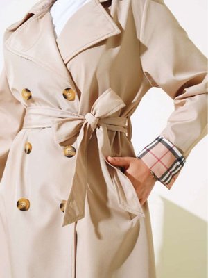 Ekose Manşetli Trençkot