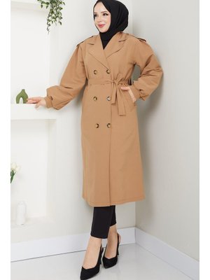 Camel Kuşaklı Trençkot