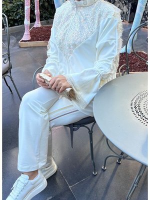 Hologram Dantelli İki İplik Eşofman Takımı