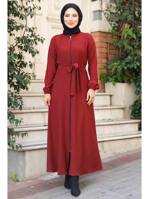 Bordo Edna Fermuarlı Ferace Bordo Edna Fermuarlı Ferace