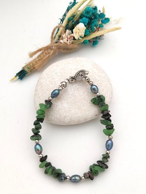 Zümrüt Ve Siyah İnci Sifa Bilekliği Yesil