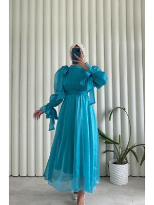 Yeni Sezon Prenses Abiye Elbise Fiyon Detaylı Şifon