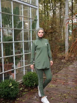 Dalgıç Kumaş Yarım Patlı Fermuarlı Jogger Eşofman Takımı