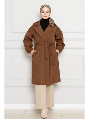Taba Kruvaze Yaka Kolu Lastikli Trençkot Taba Kruvaze Yaka Kolu Lastikli Trençkot