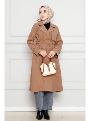 Camel Cepken Detaylı Beli Tünelli Kaşe Kap Camel Cepken Detaylı Beli Tünelli Kaşe Kap