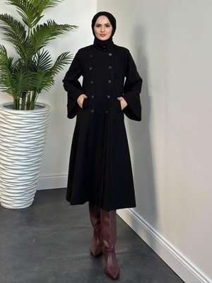 Jeremiah Hakim Yaka Düğmeli Astarlı Kaban Siyah Jeremiah Hakim Yaka Düğmeli Astarlı Kaban Siyah