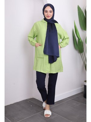 Yeşil Kapüşonlu Fermuarlı Kap Yeşil Kapüşonlu Fermuarlı Kap