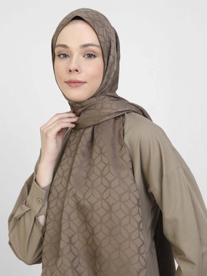 Koyu Vizon Diamond Yaprak Desen Şal