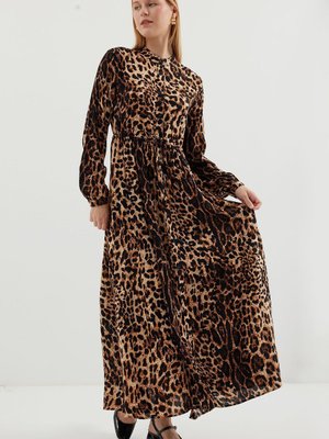 Desenli Hakim Yaka Elbise Desenli Hakim Yaka Elbise