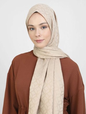 Koyu Bej Diamond Yaprak Desen Şal