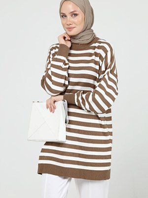 Kışlık Çizgili Uzun Triko Tunik Kışlık Çizgili Uzun Triko Tunik