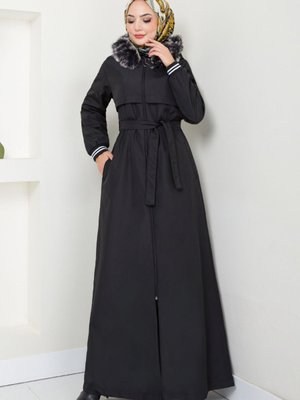 Garnili İçi Kürklü Kaban M Siyah