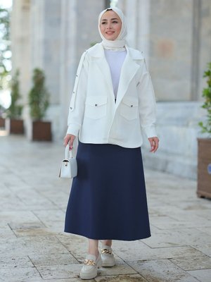 Beli Lastikli Scuba Etek Lacivert Beli Lastikli Scuba Etek Lacivert