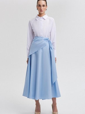 Bağlama Detaylı Poplin Etek