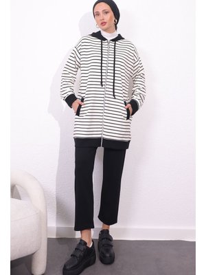 Ekru Çizgili İkili Takım