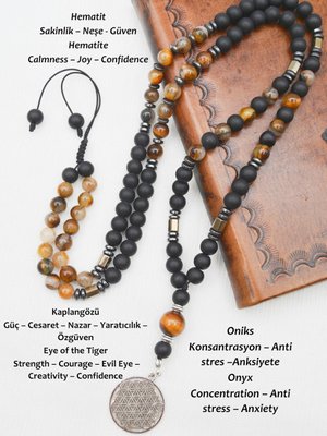 Çok Renkli Yaşam Çiçeği Doğaltaş Erkek Kolye