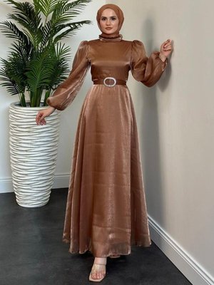 Moi Janjan Balon Kol Abiye Elbise Bakır Moi Janjan Balon Kol Abiye Elbise Bakır