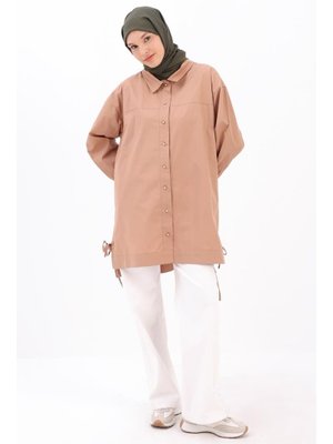 Roba Ve Dikiş Detaylı Gömlek Tunik Toprak