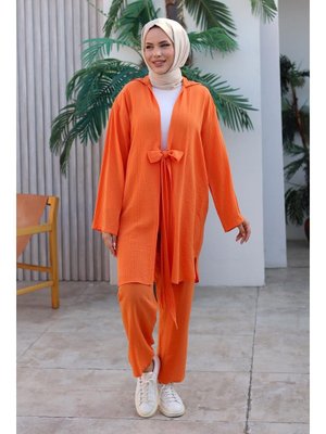 Turuncu Bağlama Detaylı Kimono Takım Turuncu Bağlama Detaylı Kimono Takım