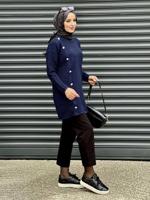 Top Düğmeli Triko Tunik