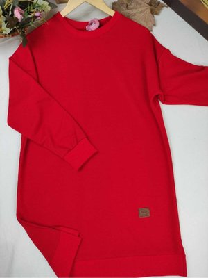 İki İplik Pamuk Penye Tesettür Tunik Sweatshirt