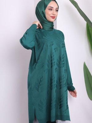 Zümrüt Yeşili Soğuk İplik Merserize Triko Tunik Zümrüt Yeşili Soğuk İplik Merserize Triko Tunik