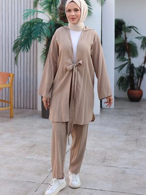 Vizon Bağlama Detaylı Kimono Takım Vizon Bağlama Detaylı Kimono Takım