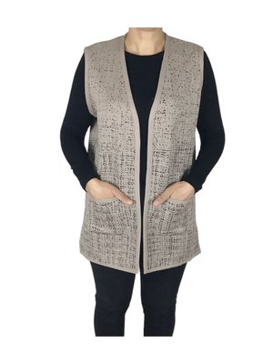 Kadın Düğmesiz Desenli Kalın Kışlık Yelek Kadın Düğmesiz Desenli Kalın Kışlık Yelek