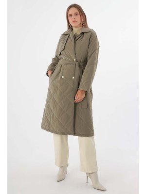 Vizon Çıtçıtlı Kemerli Kapitone Mont Vizon Çıtçıtlı Kemerli Kapitone Mont