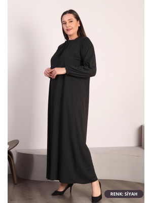 Siyah Kadin Tesettur Buyuk Beden Kare Yaka Elbise Siyah Kadin Tesettur Buyuk Beden Kare Yaka Elbise