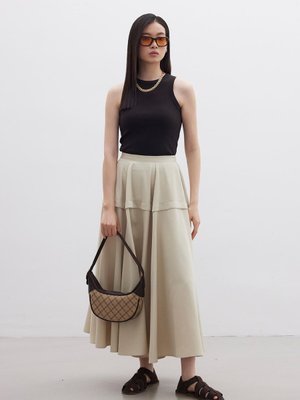 Volanlı Tasarım Etek Bej Volanlı Tasarım Etek Bej