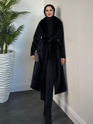 Elvis İçi Astarlı Kürklü Kaban Siyah Elvis İçi Astarlı Kürklü Kaban Siyah