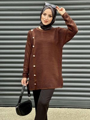 Top Düğmeli Triko Tunik Top Düğmeli Triko Tunik