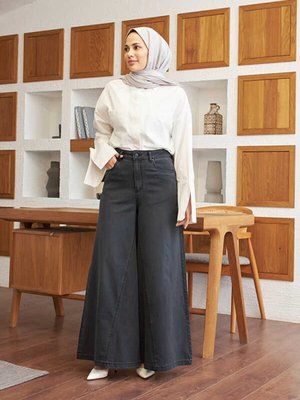 Denim Pantolon Etek Füme