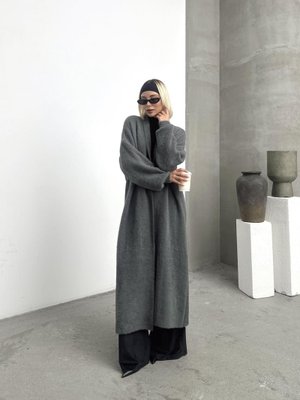 Antrasit Uzun Salaş Triko Hırka