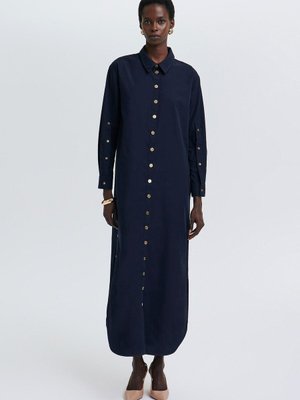 Düğme Detaylı Poplin Elbise