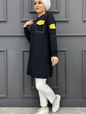 Cep Görünüm Detaylı Tunik Siyah