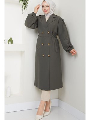 Haki Kuşaklı Trençkot