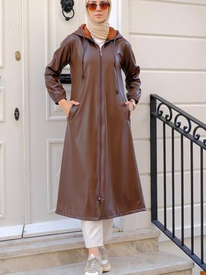 Suni Deri Trençkot Kahverengi Suni Deri Trençkot Kahverengi