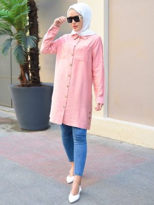 Yandan Üç Düğmeli Çift Cepli Tunik