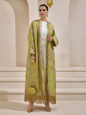 Brocade Abaya Açık Yeşil Al Sheıkha