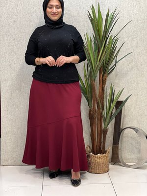 Likralı Valonlu Etek Likralı Valonlu Etek