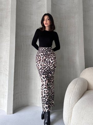 Beyaz Yüksek Bel Leopar Deseli Uzun Kalem Etek Beyaz Yüksek Bel Leopar Deseli Uzun Kalem Etek