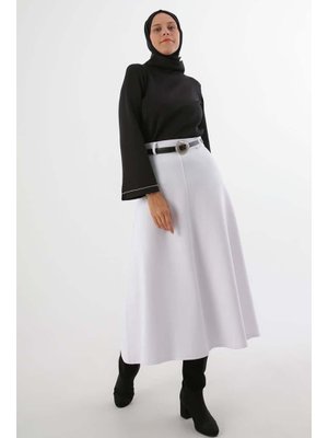 Beyaz Kemerli Scuba Çan Etek