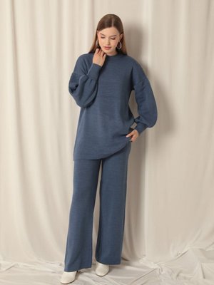 Triko Kumaş Bisiklet Yaka İndigo Takım Triko Kumaş Bisiklet Yaka İndigo Takım