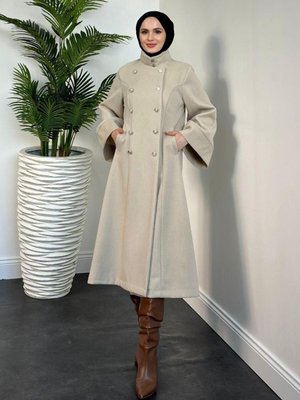 Jeremiah Hakim Yaka Düğmeli Astarlı Kaban Krem Jeremiah Hakim Yaka Düğmeli Astarlı Kaban Krem