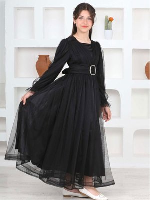 Genç Kız Uzun Boydan Kapalı Model Abiye Elbise