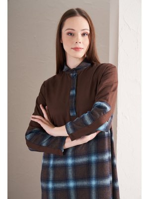 Blok Elbise Büyük Kareli Laci