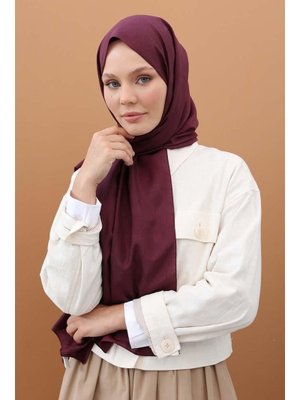 Mürdüm Desenli Pamuk Viskon Şal