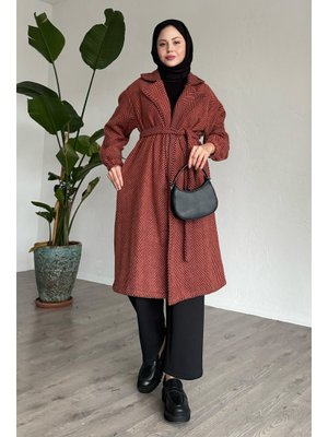 Balıksırtı Kiremit Kaşe Kaban